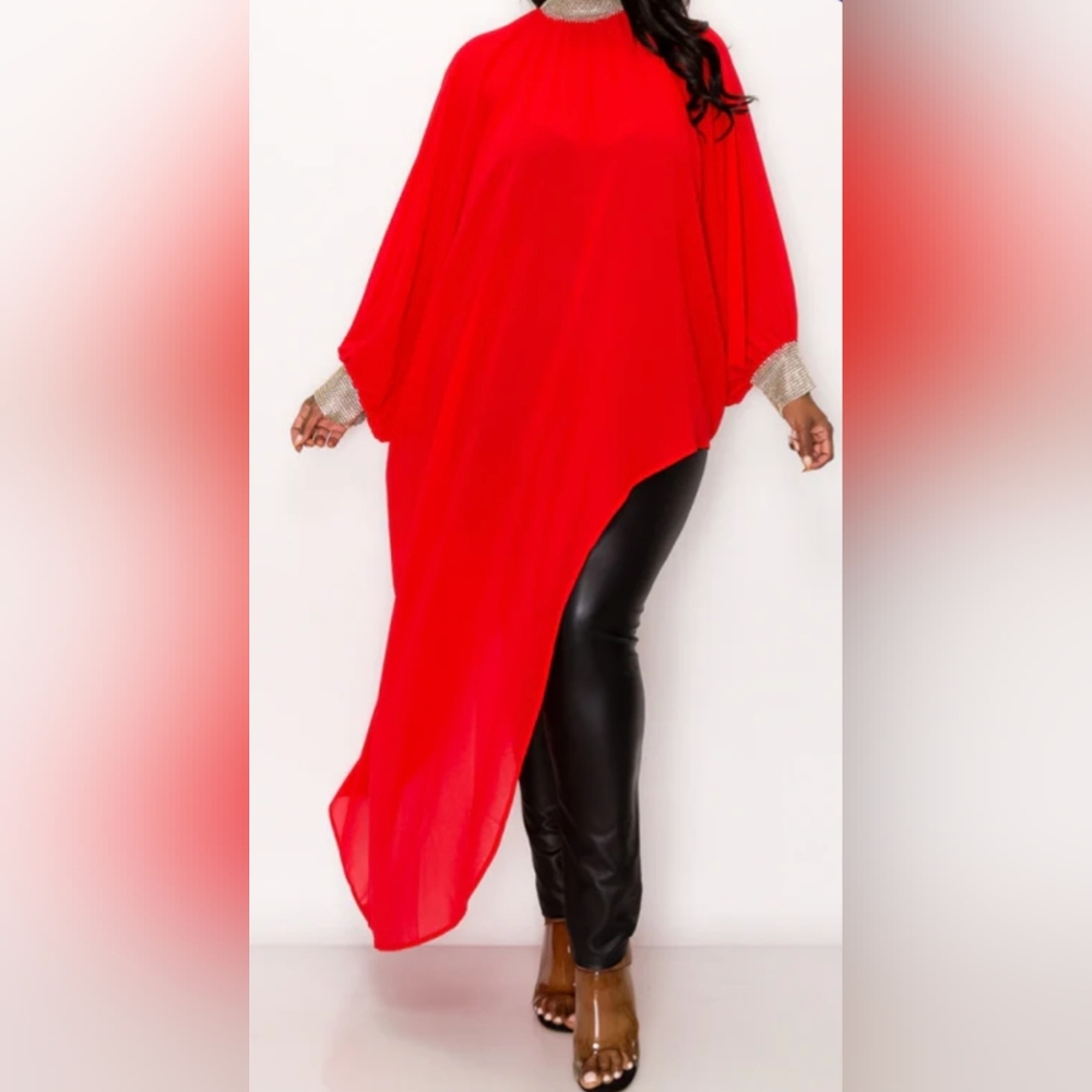 Illord Red Stylish Blouse Size OS NWT MSRP 45.99